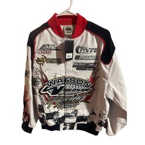 NWT SZ M - Watson Racing Moto Jacket, Wht/Blk/Red